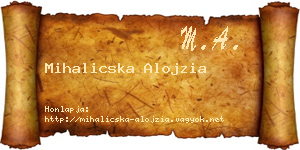 Mihalicska Alojzia névjegykártya